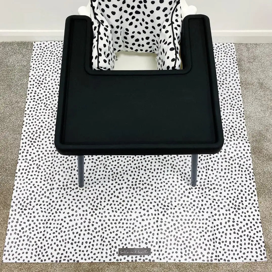 Bobbin and Bumble Wipeable Splash Mat - Monochrome Spotty Polka Dot