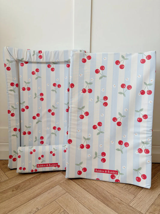 Bobbin and Bumble Baby Changing Mat - Cherry Stripe