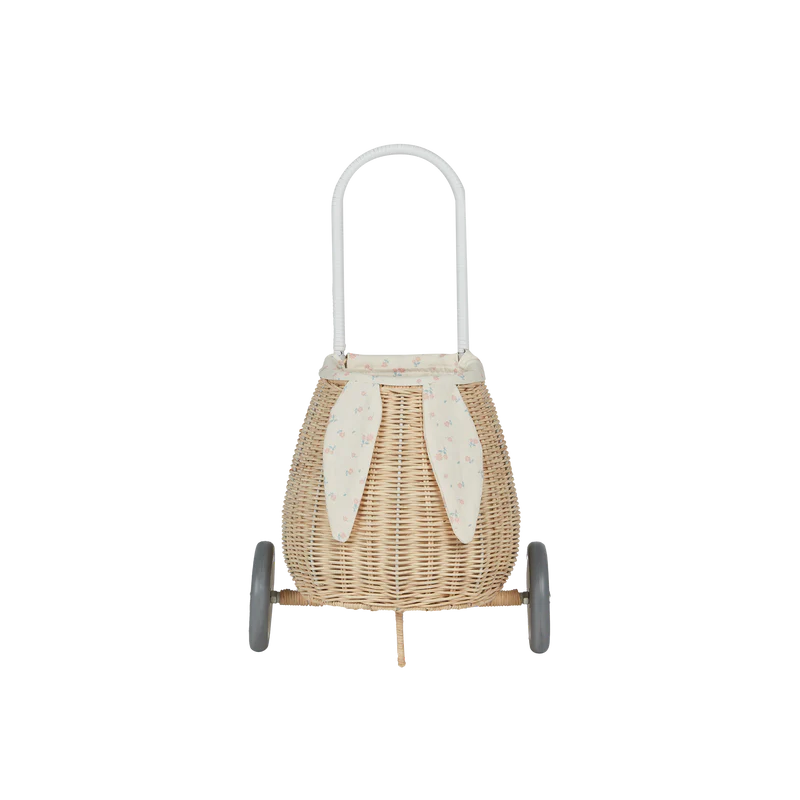 Olli Ella Rattan Bunny Luggy with Lining - Pansy image 0