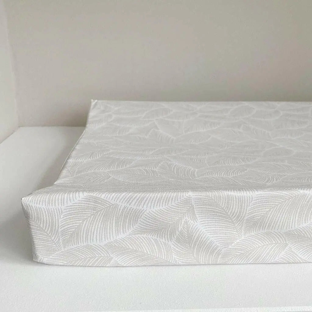 Bobbin and Bumble Anti-Roll Wedge Baby Changing Mat - Beige Leaf Print