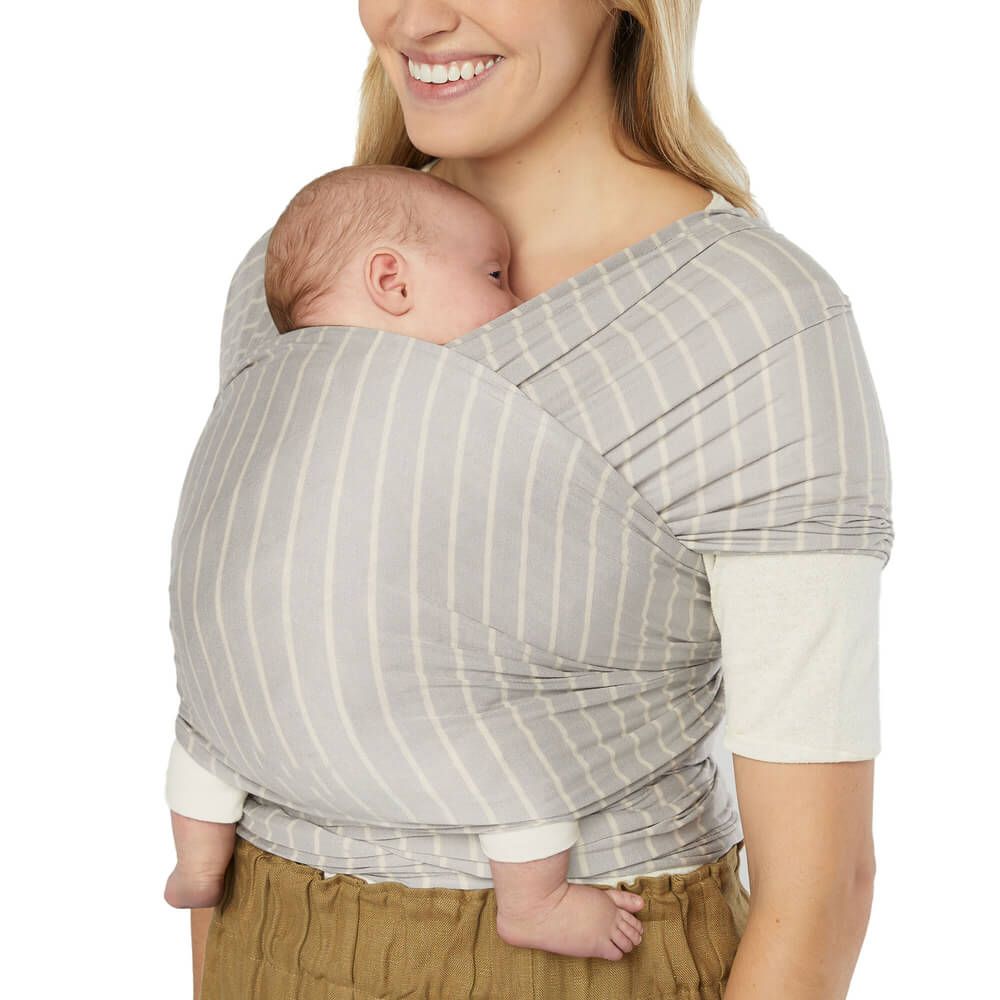 ergobaby Aura Baby Wrap Sustainable Knit - Grey Stripes image 0