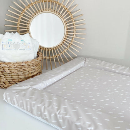 Bobbin and Bumble Baby Changing Mat - Greige Dash
