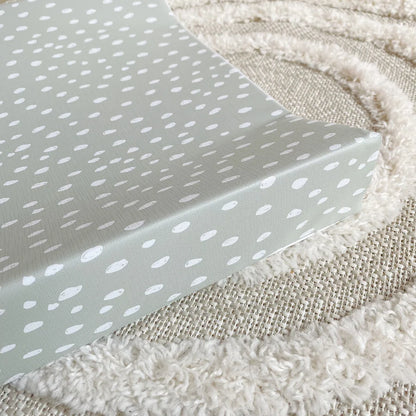 Bobbin and Bumble Anti-Roll Wedge Baby Changing Mat - Sage Green Spotty Print