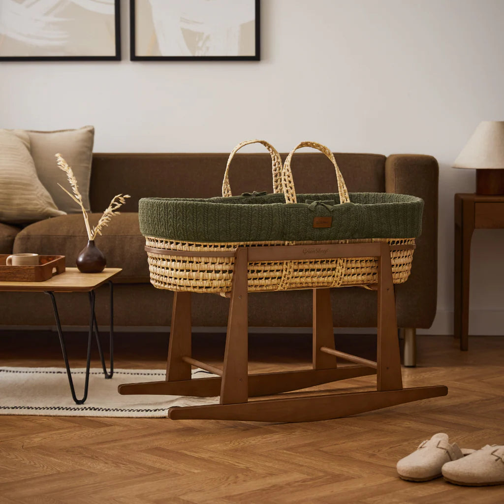 The Little Green Sheep Organic Knitted Moses Basket & Mattress