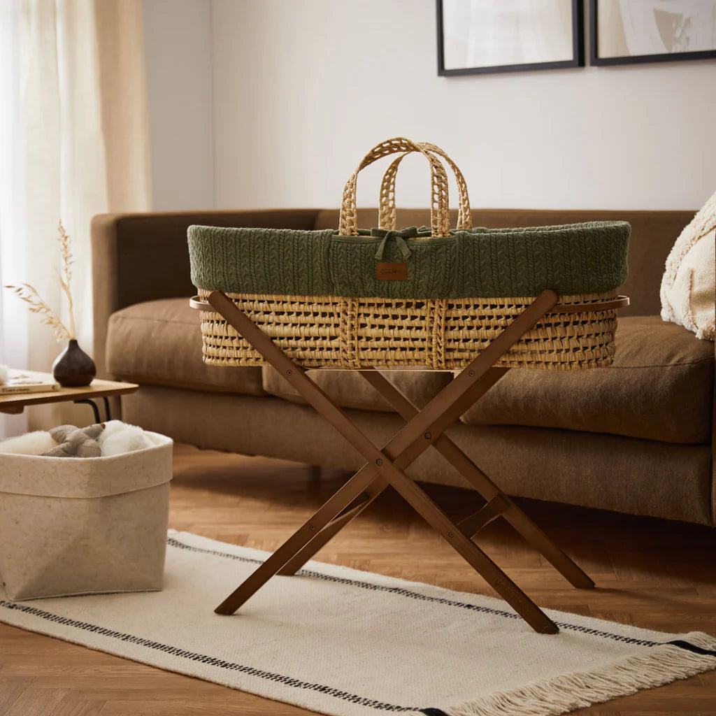 The Little Green Sheep Organic Knitted Moses Basket & Mattress
