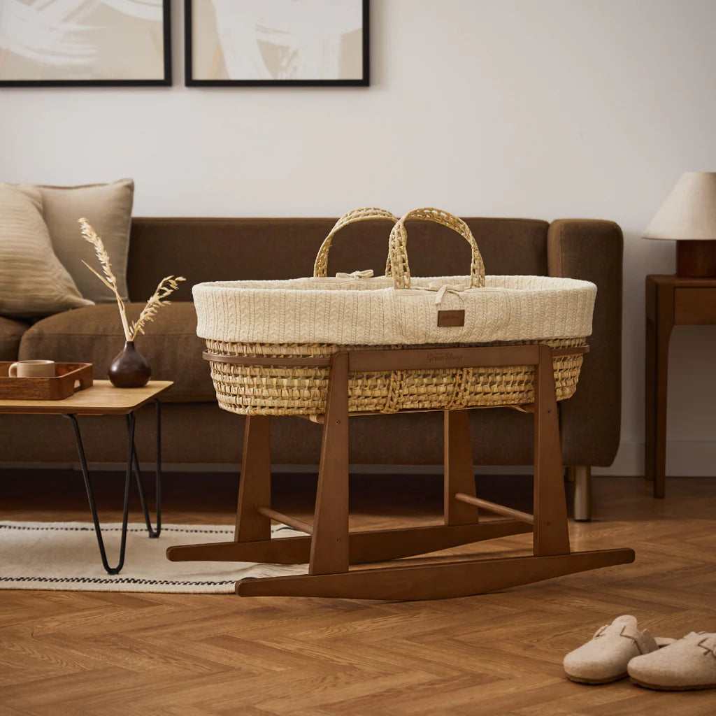 The Little Green Sheep Organic Knitted Moses Basket & Mattress