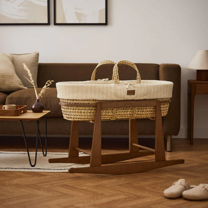 The Little Green Sheep Organic Knitted Moses Basket & Mattress