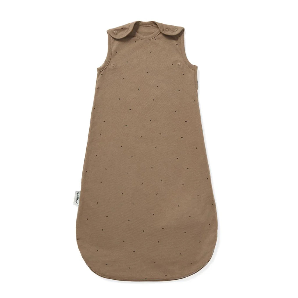 The Little Green Sheep Organic Quilted Baby Sleeping Bag in Cocoa with Ebony - 1.0 Tog