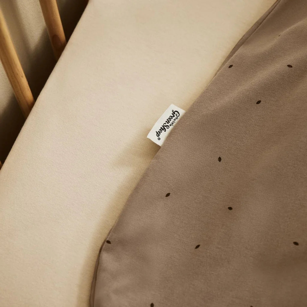 The Little Green Sheep Organic Quilted Baby Sleeping Bag in Cocoa with Ebony - 1.0 Tog