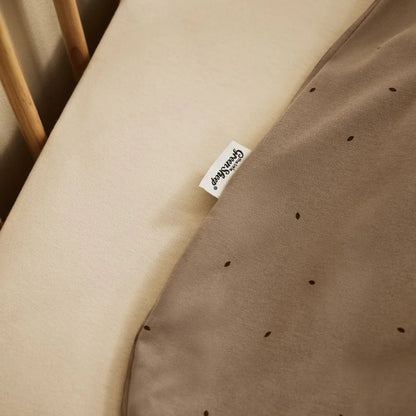 The Little Green Sheep Organic Quilted Baby Sleeping Bag in Cocoa with Ebony - 1.0 Tog