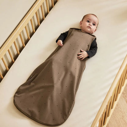 The Little Green Sheep Organic Quilted Baby Sleeping Bag in Cocoa with Ebony - 1.0 Tog