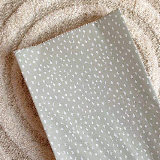 Bobbin and Bumble Anti-Roll Wedge Baby Changing Mat - Sage Green Spotty Print