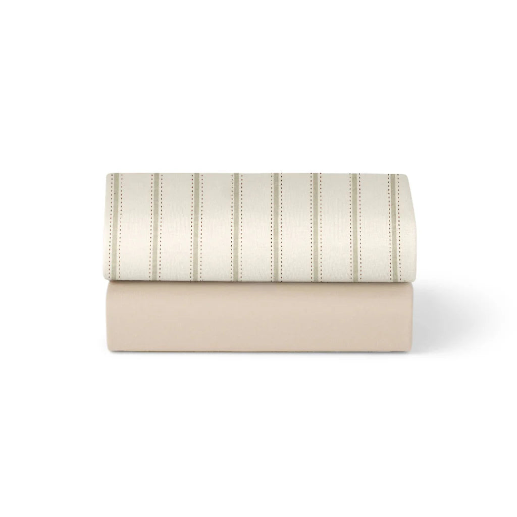Snuz 2 Pack Crib Fitted Sheets - Sage Stripe