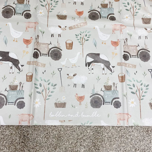 Bobbin and Bumble Wipeable Splash Mat - Ginger's Farm Animals