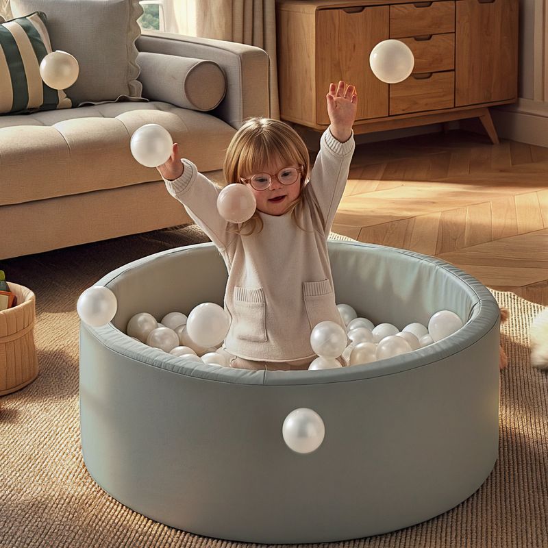 CuddleCo Soft Play Ball Pit with Balls - Sea Salt