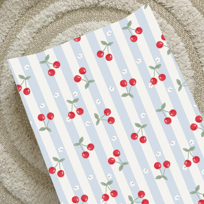 Bobbin and Bumble Anti-Roll Wedge Baby Changing Mat - Cherry Stripe