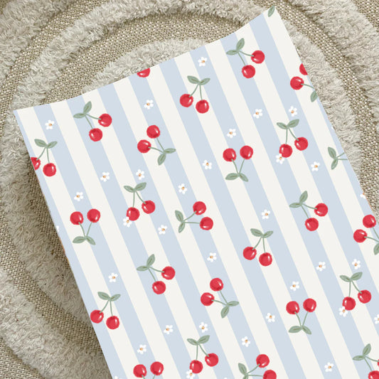Bobbin and Bumble Anti-Roll Wedge Baby Changing Mat - Cherry Stripe