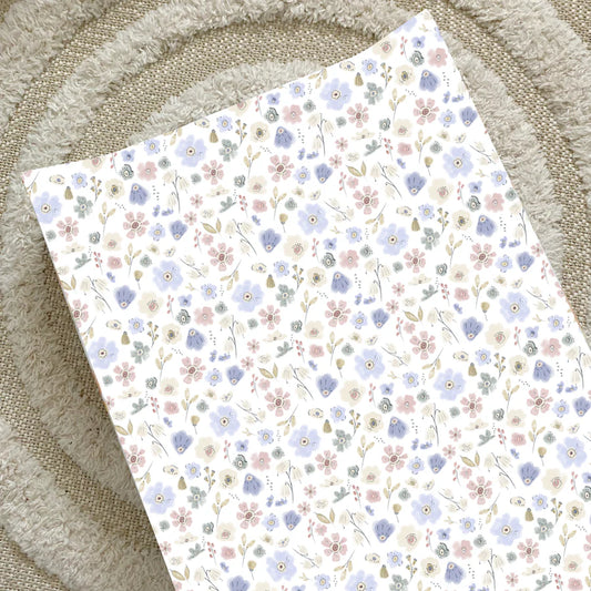 Bobbin and Bumble Anti-Roll Wedge Baby Changing Mat - Lilac Wildflowers