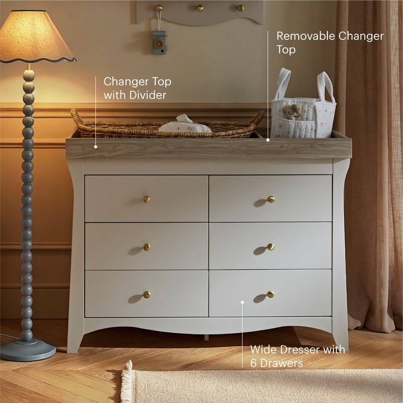 CuddleCo Clara Luxe 3 Piece Nursery Furniture Set - Cashmere & Ash