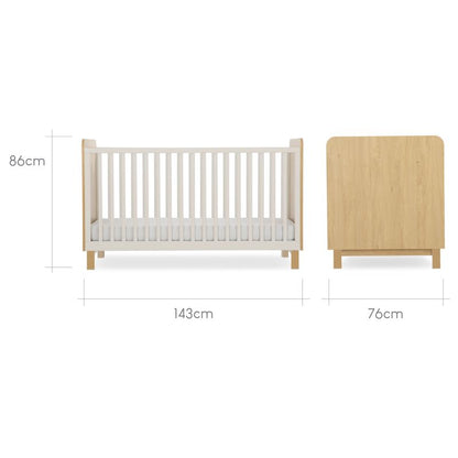 CuddleCo Remi Cot Bed - Oak & Cashmere