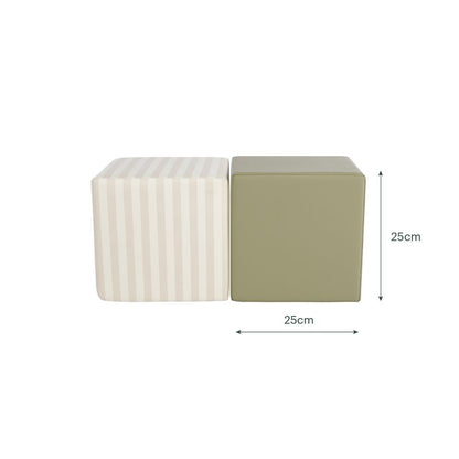 CuddleCo Soft Play Cubes - Cookie Stripe & Olive
