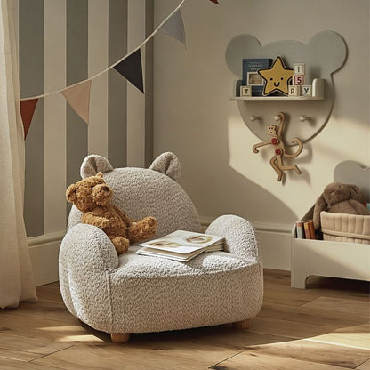 CuddleCo Etta Bear Kids Chair - Boucle Mushroom