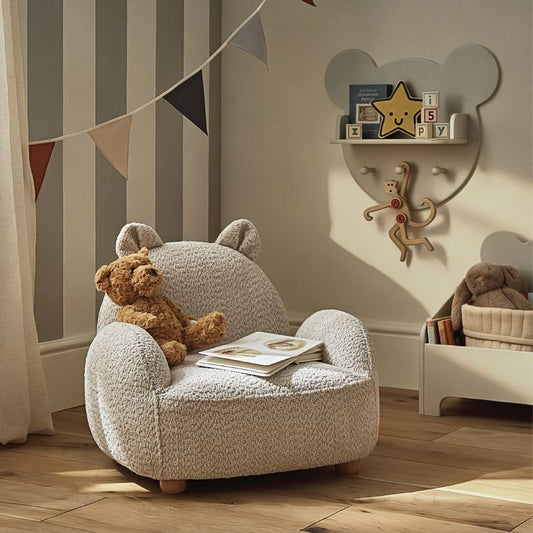 CuddleCo Etta Bear Kids Chair - Boucle Mushroom